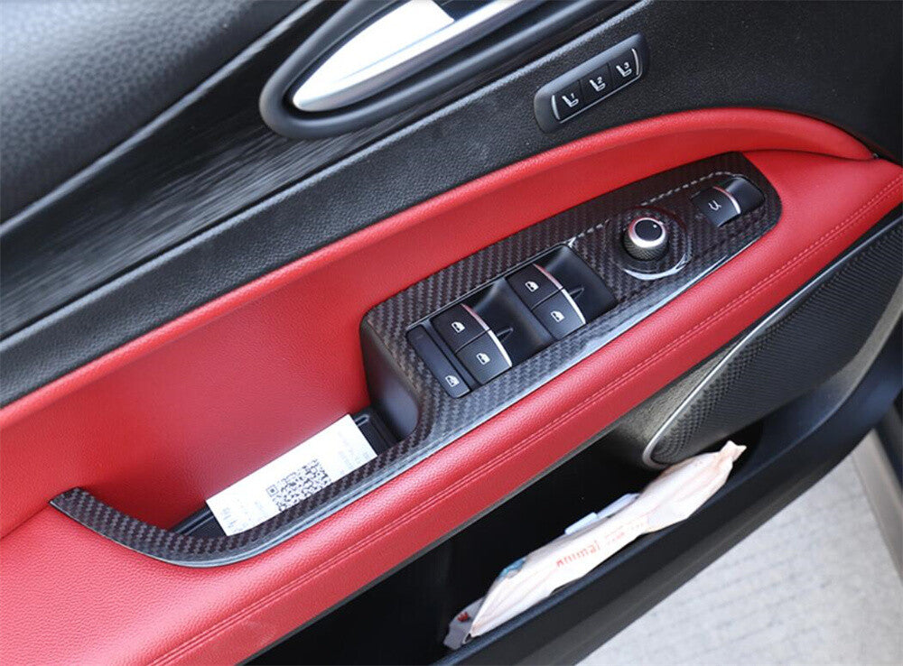 Real Carbon Fiber Window Lift Switch Panel Trim for Alfa Romeo for Stelvio 2017-2020