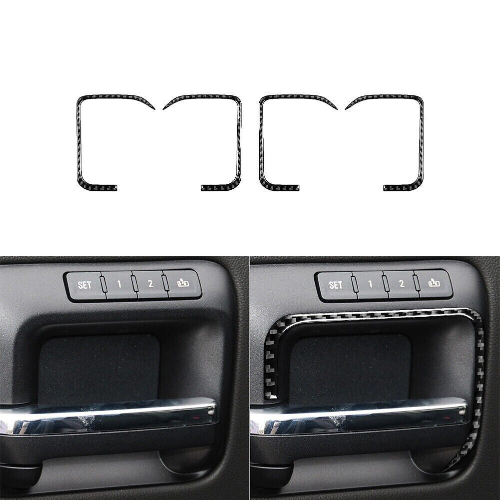 4x Carbon Fiber Door Handle Frame Cover Trim For Silverado for GMC for SIERRA 2014-2018