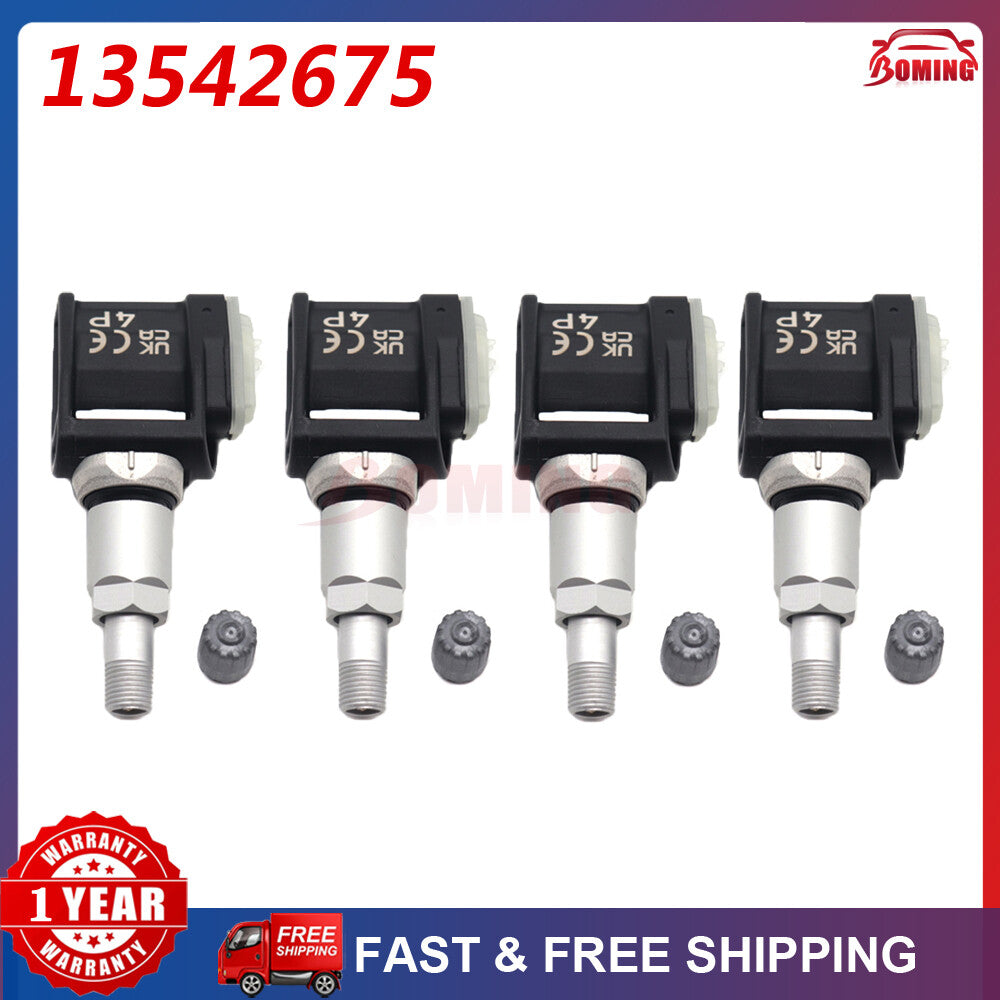 Four new TPMS tire pressure sensors, model 13542675, for GMC for Sierra 2500/3500 and for Cadillac CT4.
