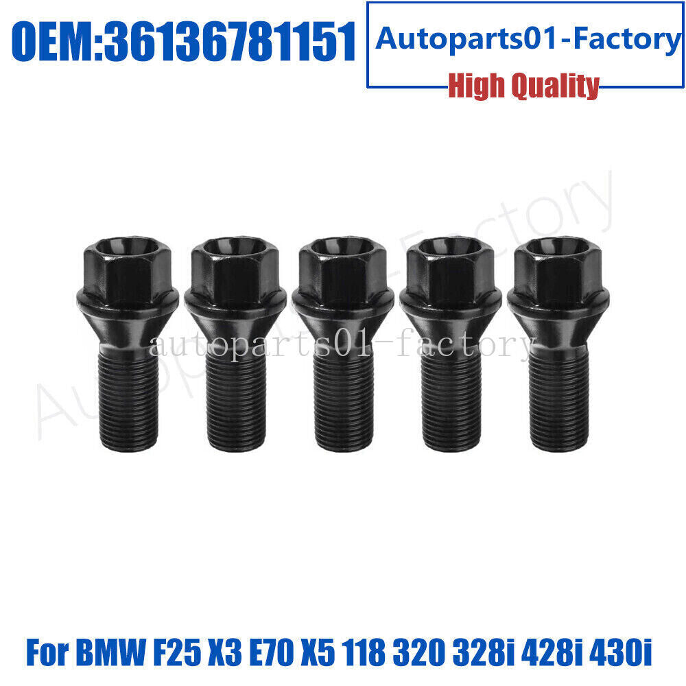 5Pcs 36136781151 Wheel Lug Bolts for BMW F25 X3 E70 X5 118 320 328i 428i 430i