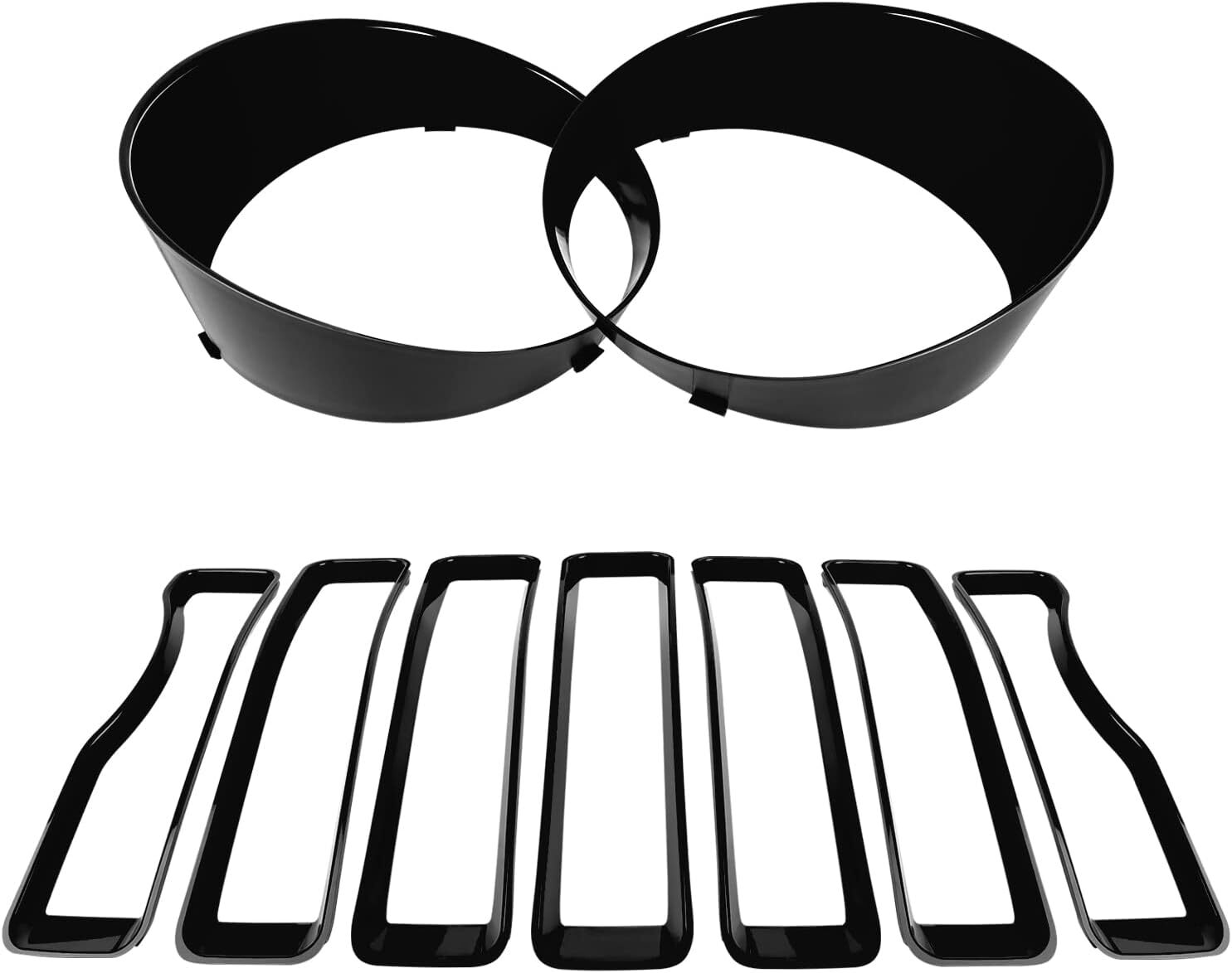 Front grille inserts and headlight trim covers for Jeep for Wrangler JLU Unrestricted