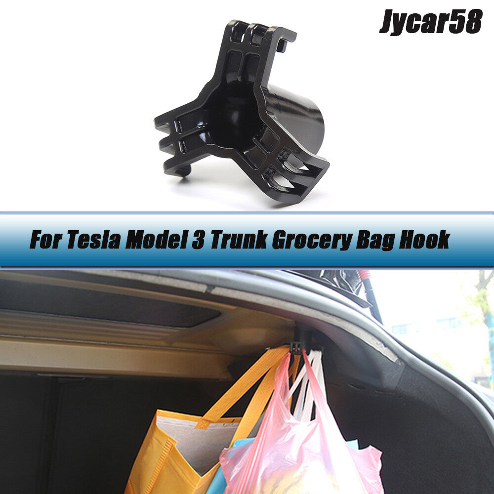 Car Cargo Rear Trunk Hook Holder Shopping Bag Hanger for Tesla Model 3 Black