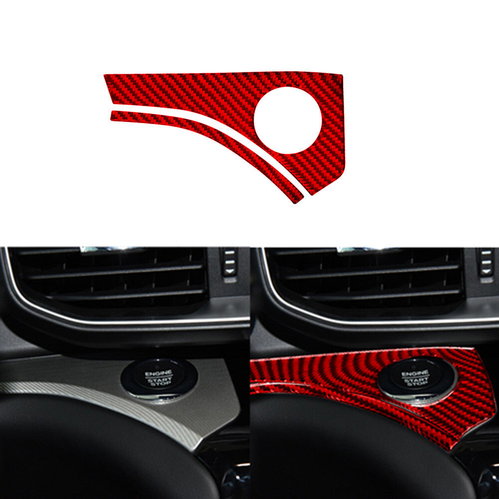 Red Carbon Fiber Engine Start Button Frame Cover Trim for Ford Explorer 2020-23