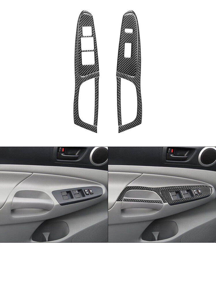 for Toyota Tacoma 2012-2015 6Pcs Front Window Button Control Trim Carbon Fiber