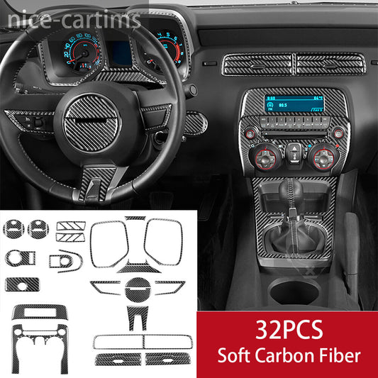 for Chevrolet Camaro 2010-11 Carbon Fiber Interior Full Set Kit Trim Cover 32Pcs