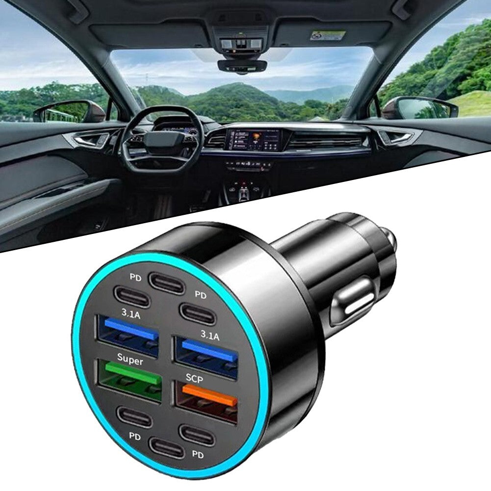 10-in-1 Car Charger PD Power Adapter Car Fast Charging USB C Car Phone Charger