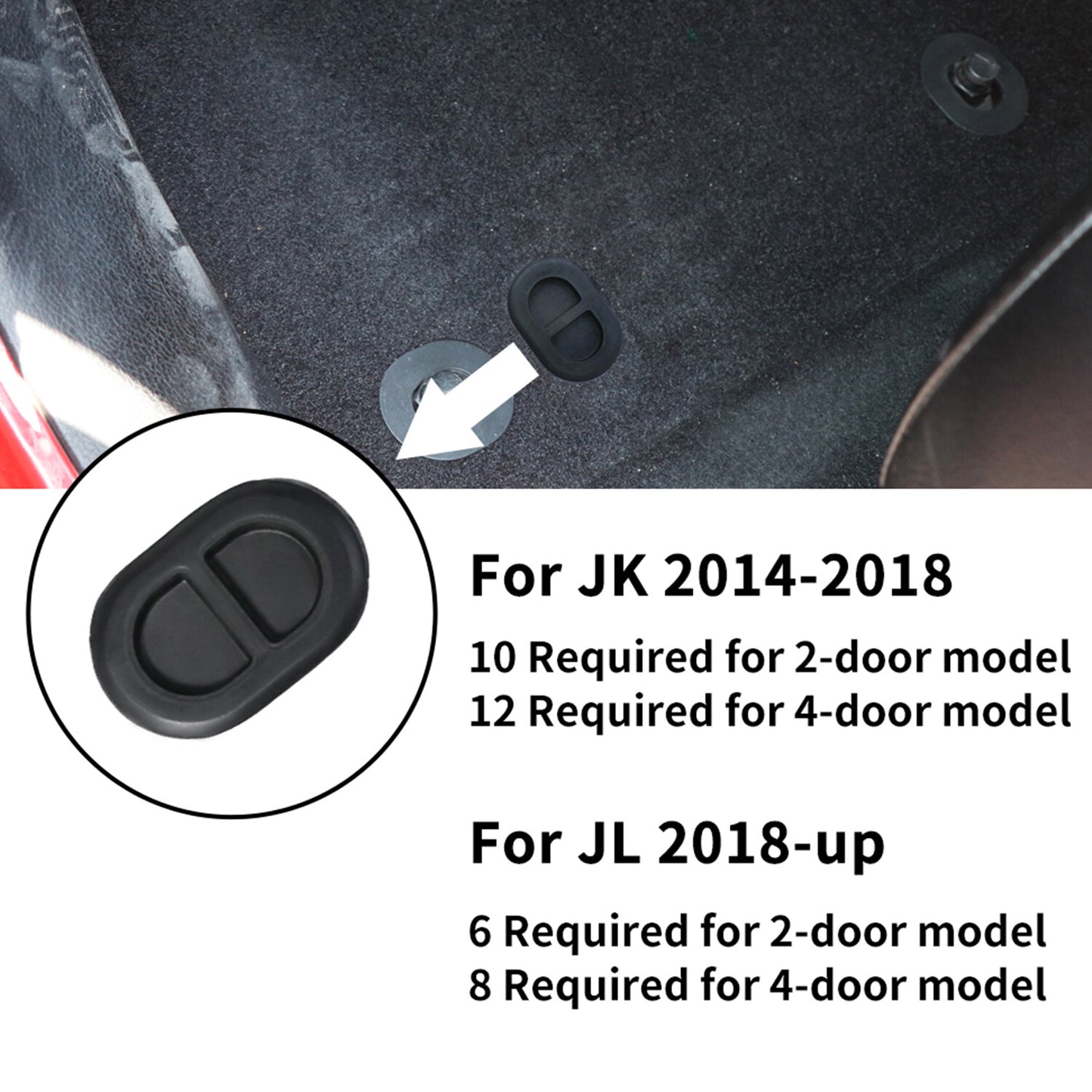 for Jeep for Wrangler JK JL Gladiator JT JKU JLU 4PCS Floor Pan Drain Rubber Plug