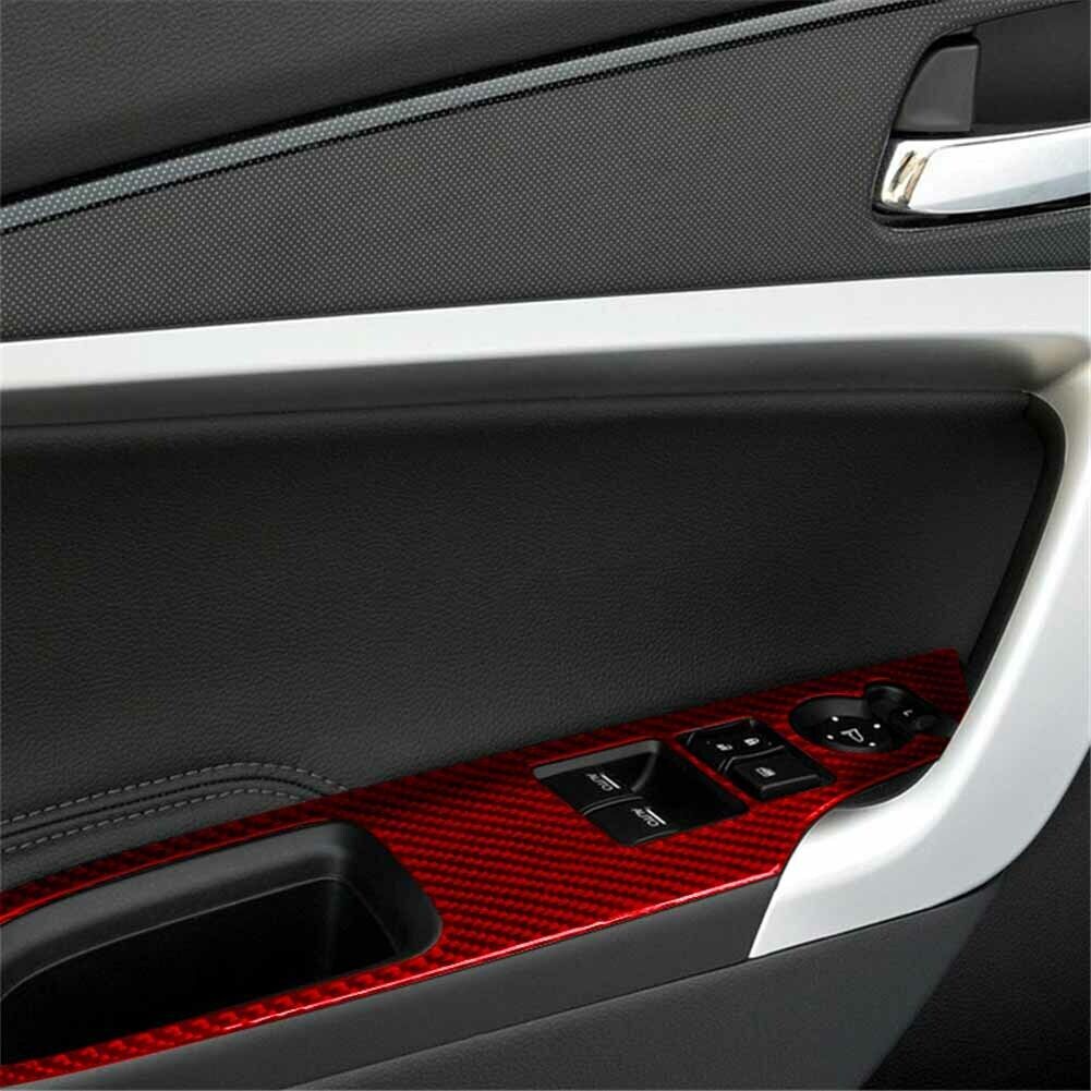 Red Carbon Fiber Window Lift Switch Button Panel Trim for Honda Accord 2013-2017