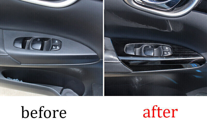 Glass Window Lifting Lock Panel Trim for Nissan Sentra 2013-2019 Black Titanium