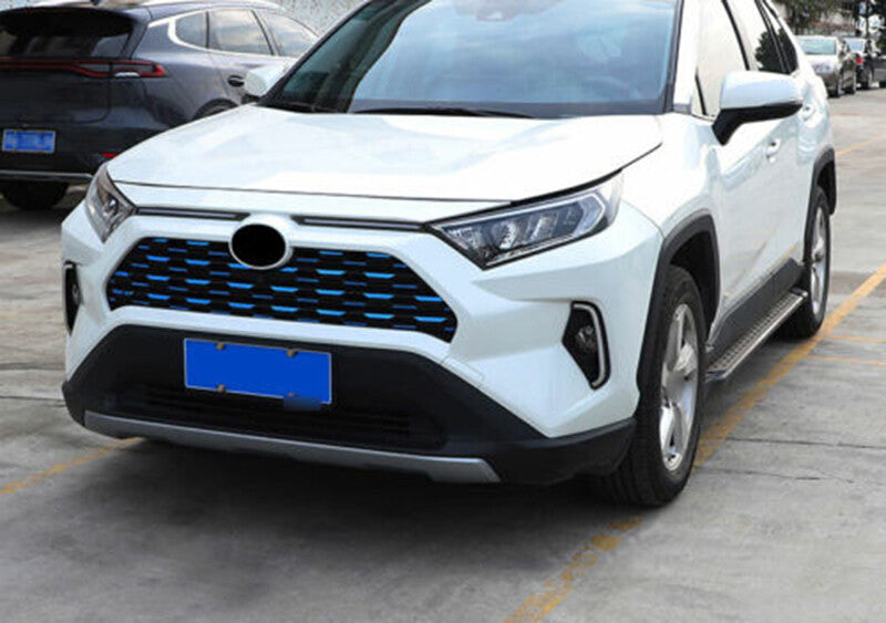 Blue steel Front Center Mesh Grille Grill Decals Trim for Toyota RAV4 2019-2022