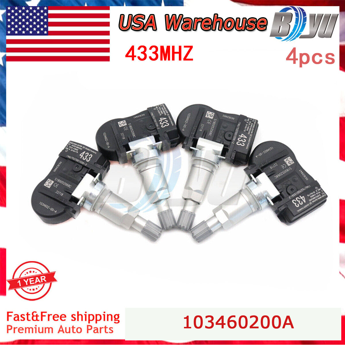 New 103460200A 433MHz TPMS Tire Pressure Sensor Fits for Tesla for Model S X 3 4PCS