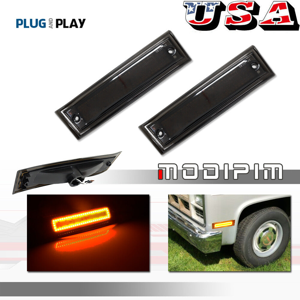 Full amber LED side marker lights for Chevrolet Blazer for GMC Jimmy C/K Suburban pickups.