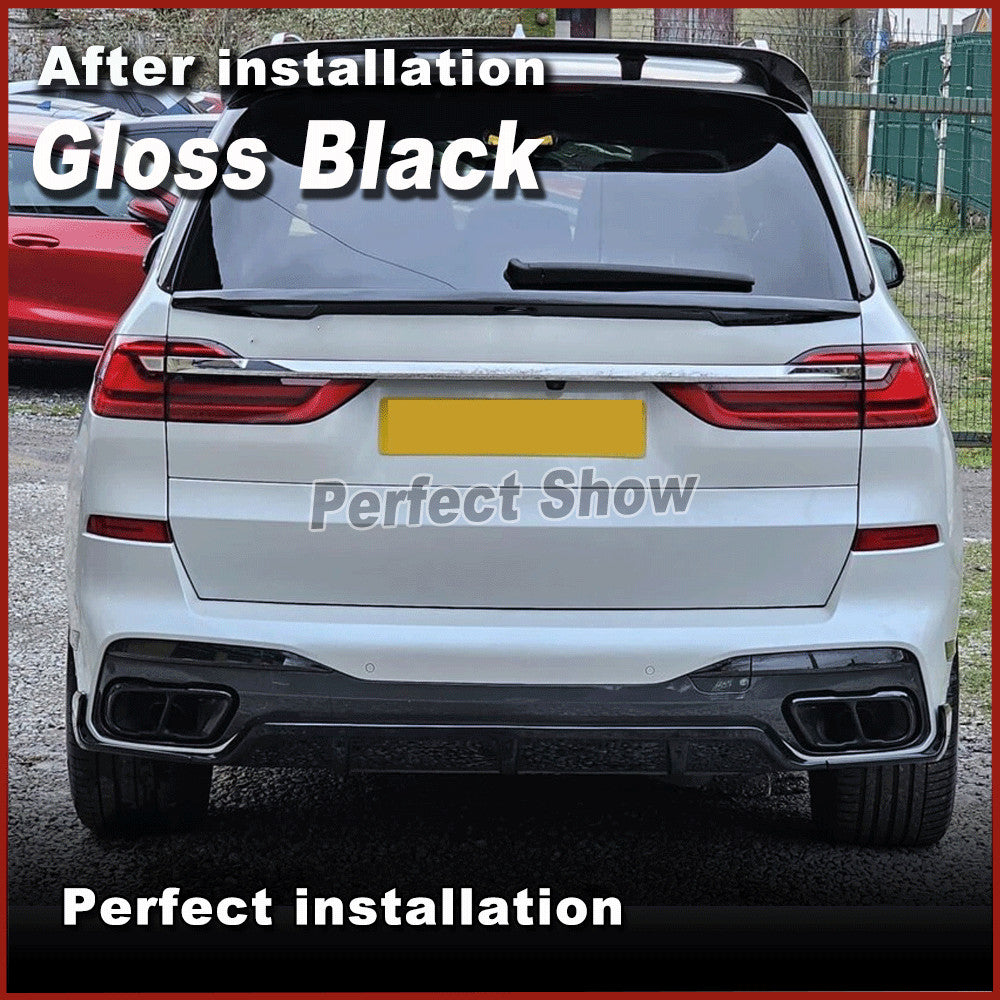 Fit for BMW X7 G07 M-SPORT 2019-23 Glossy Black Rear Bumper Diffuser Lip Spoiler