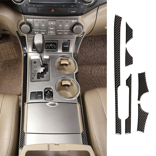 6¡ÁCarbon Fiber Central Gear Shift Side Panel Cover for T@yota Highlander 2009-13