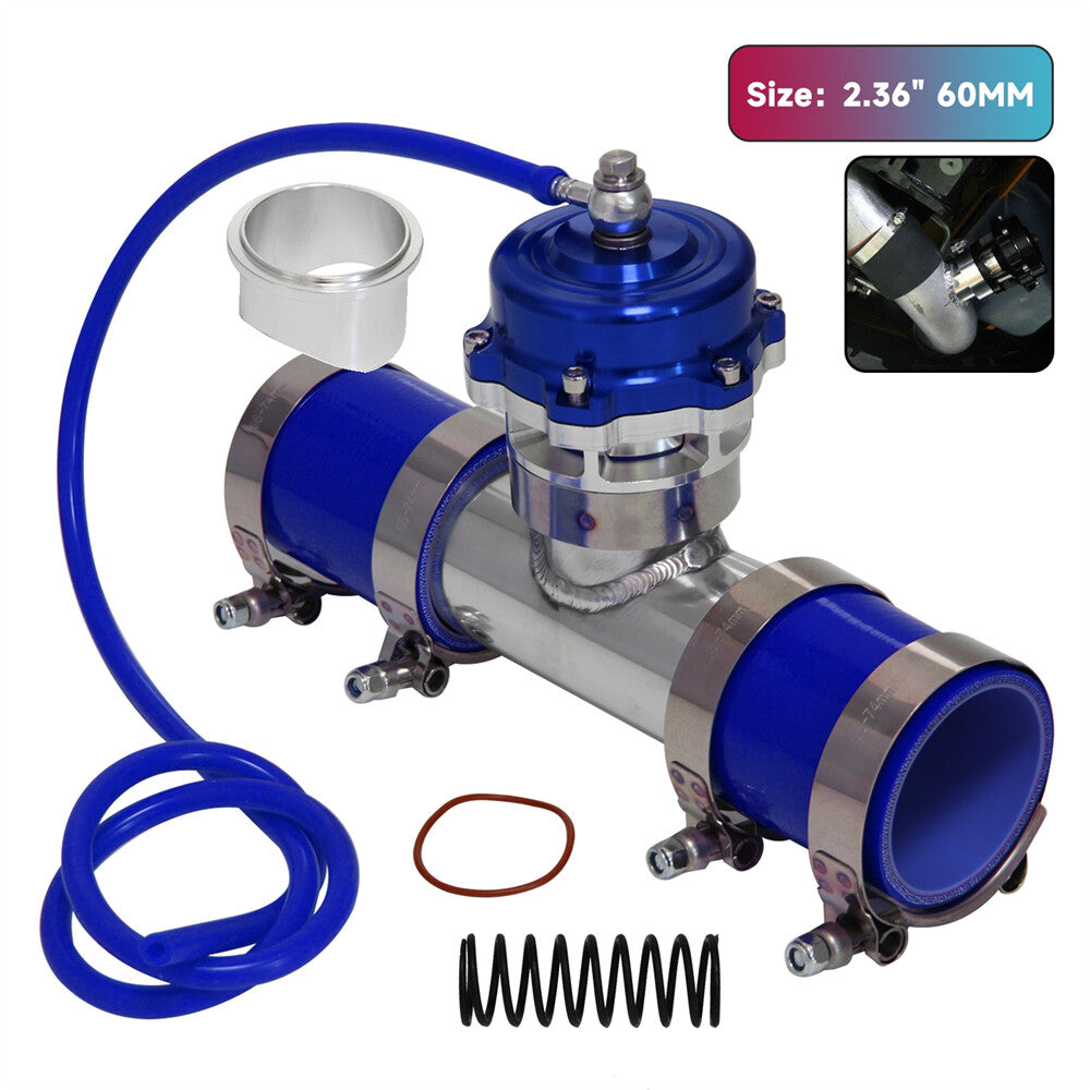 50MM 35PSI Boost V-Band Turbo Blow Off Valve BOV+2.36'' Flange Pipe Hose Kit BL