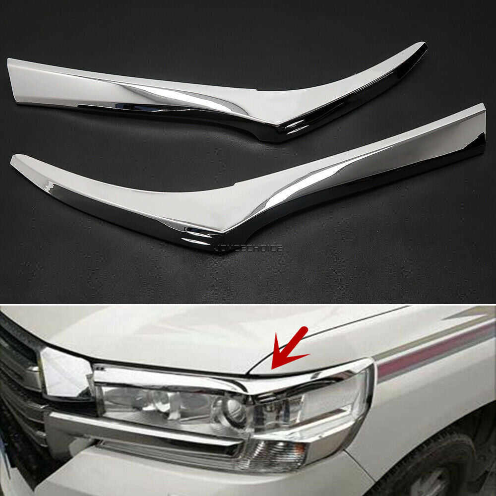 ABS Front Headlight Eyebrow Eyelids Trim for Toyota for Land Cruiser LC200 2016-2021