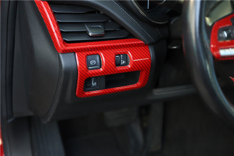 for Cadillac CT5 2020-24 Red Carbon Fiber Headlight Control Button Ring Trim 1P