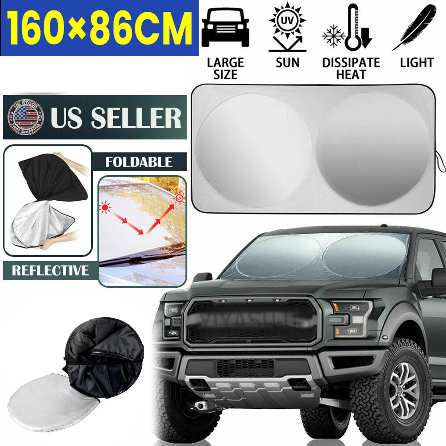 Foldable Car Front Rear Window Windshield Sun Shade Shield Cover Visor UV-Block
