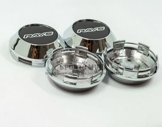 4-piece set of 68mm light badge wheel center caps, hubcaps, and rim caps in black chrome TE37