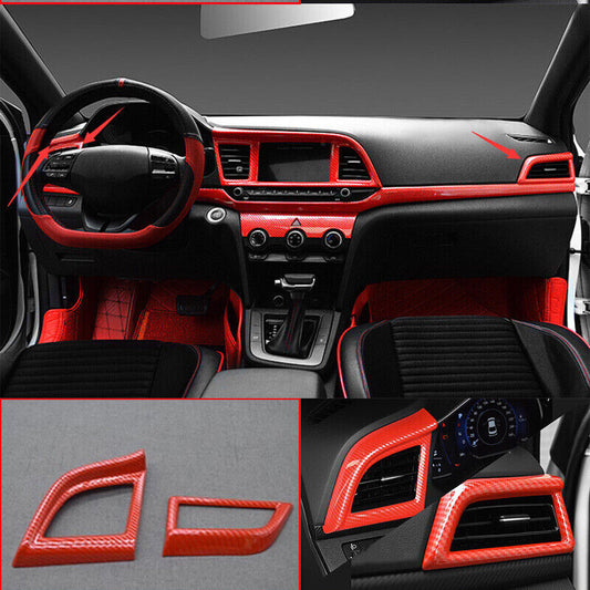 for Hyundai for Elantra 19-20 Carbon Fiber Red Style LR AC Air Outlet Vent Cover 2X