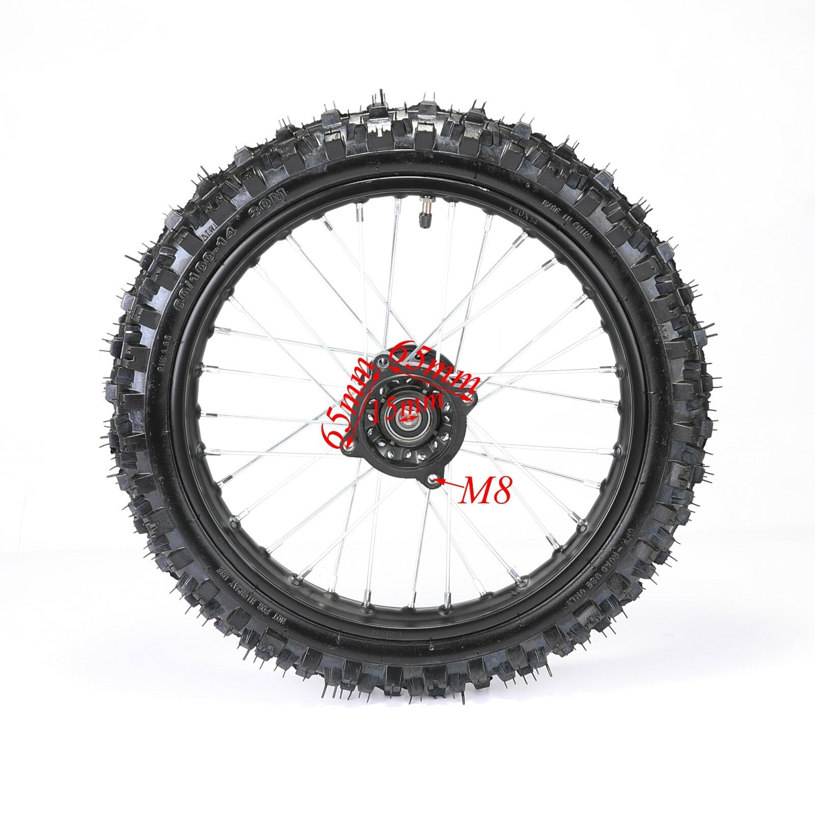 15mm 60/100-14 front tire, 1.4x14 rim for Taodao cooler 110/125 Pit bicycle