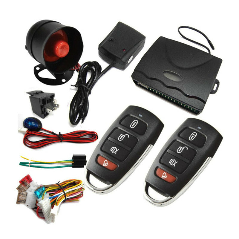 Car Alarm System One Way Vehicle Burglar Alarm Security Protection 2 Door Remote