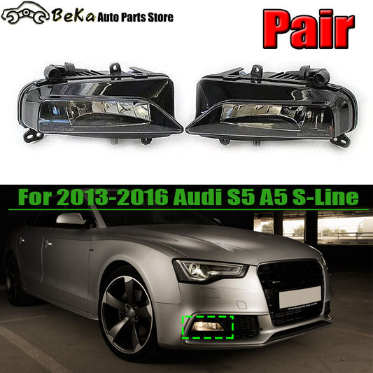 2-pack for 2013-2016 for Audi S5 A5 S Series LHRH fog lights (halogen clear).