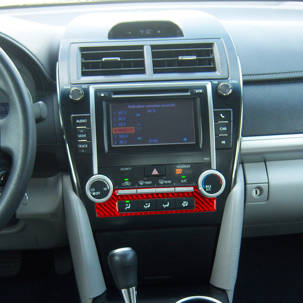 Red Carbon Fiber Console A/C Switch Control Cover Trim for Toyota for Camry 12-14 A