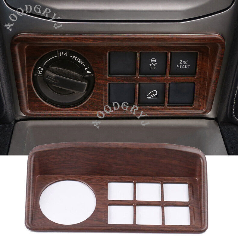 Wood Grain Interior Cigarette Lighter Frame Trim Cover for Toyota Prado 2018-21