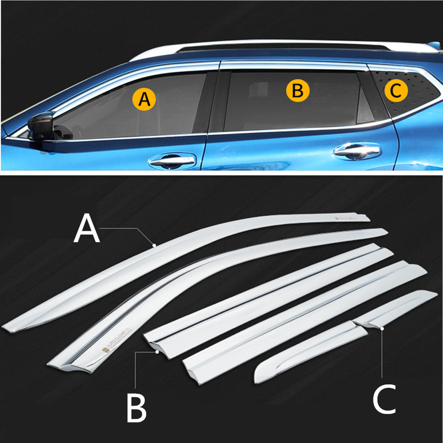 for Nissan Rogue 2014-2020 silver Window Wind Visors Rain Guard Vent Deflectors