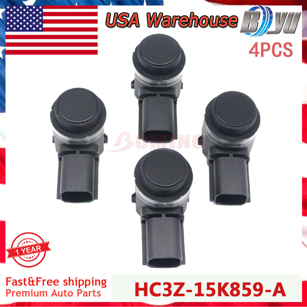 Rear PDC Reverse Backup Parking Aid SensorSet of 4PCS for Ford HC3Z-15K859-A