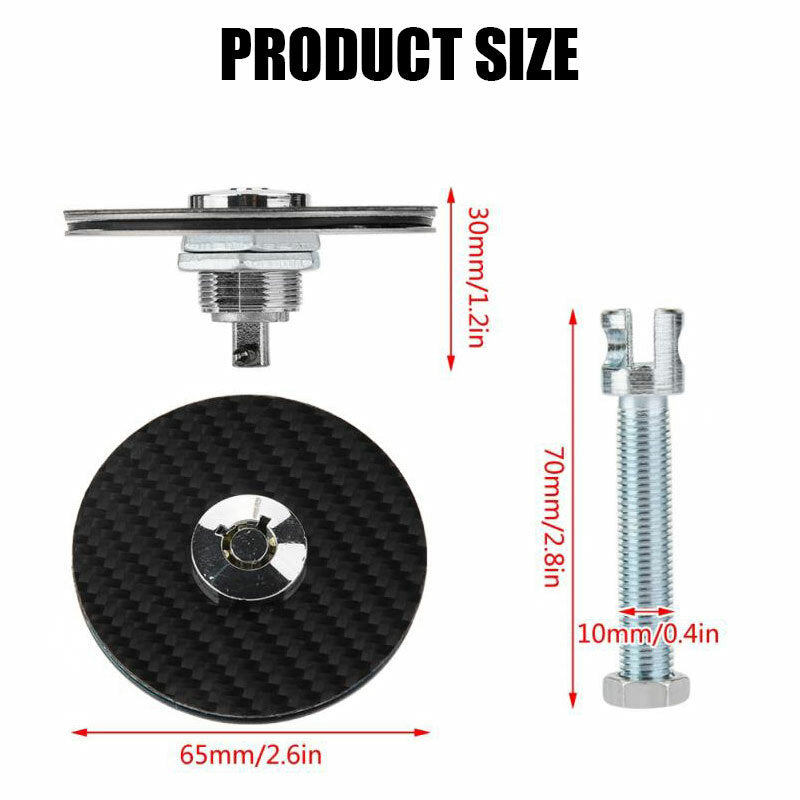 Black Carbon Fiber Racing Mount Bonnet Hood Pins Latch Key Locking Kit Fit Car