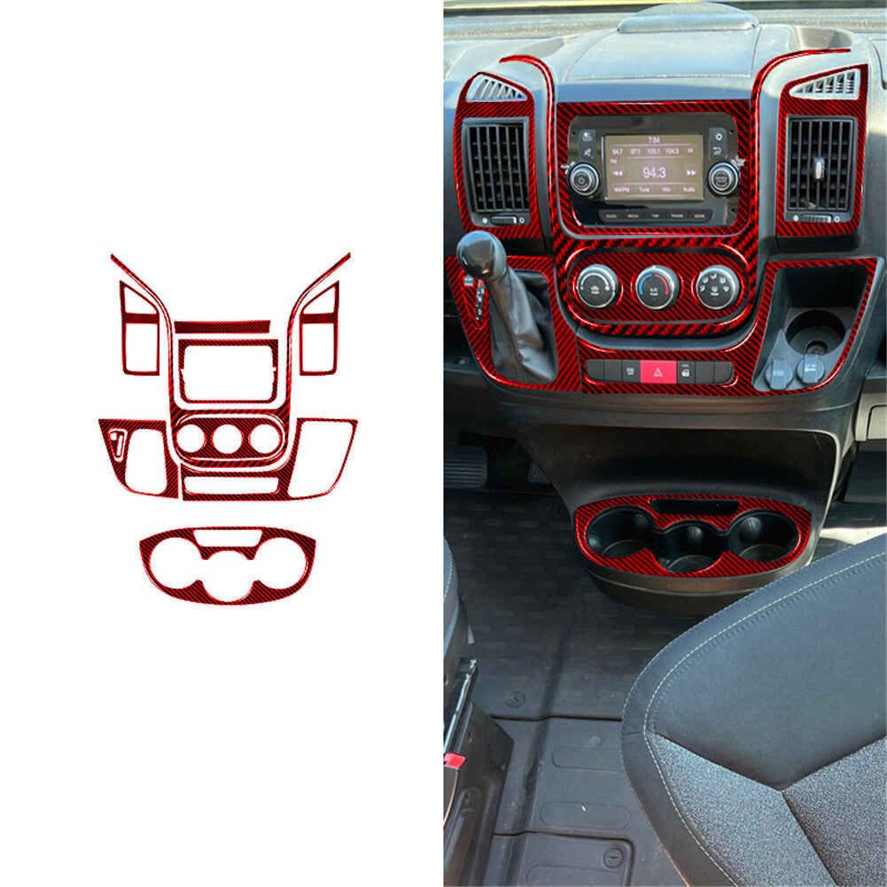 34X Red Carbon Fiber Interior Full Set Cover Trim Kit for RAM Promaster 2014-21