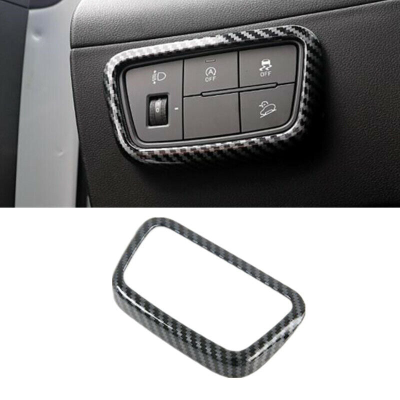 Carbon Fiber Headlight Switch Button Cover Trim for Hyundai for Tucson 2021-2023