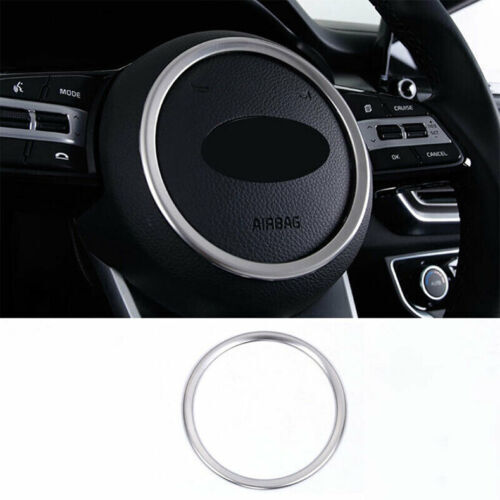 for Kia Seltos 2020-2023 Silver Steel Steering Wheel Centra Horn Ring Cover Trim