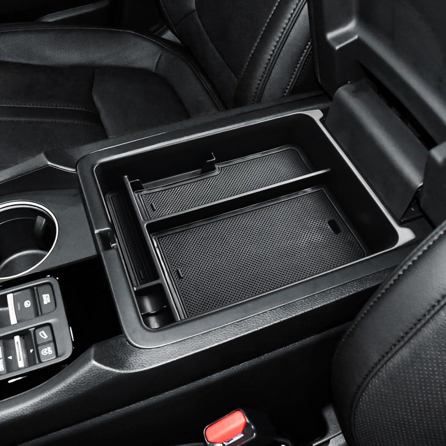 Black ABS Center Console Armrest Storage Box Organizer for Honda Pilot 2023-2025