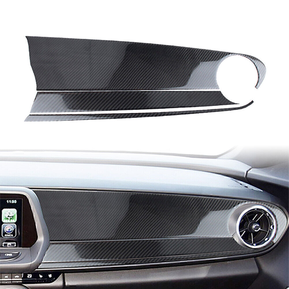 Carbon Fiber Copilot Dashboard Panel Cover Trim Fit for Chevrolet Camaro 2016-20 19