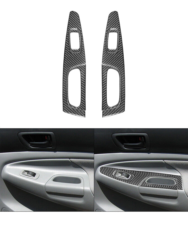 6Pcs Rear Door Window Button Trim Cover Carbon Fiber for Toyota Tacoma 2012-2015
