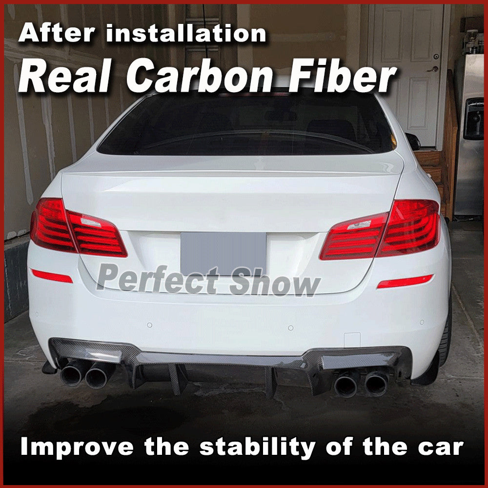 for BMW F10 528i 530i 535i 12-2016 REAL Carbon Rear Bumper Diffuser Lip Spoiler