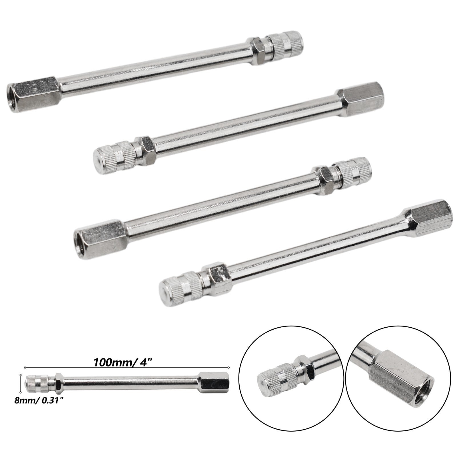 Portable 100mm Tire Valve Extension For Quick And Safe Tire Inflation Pack Of 4