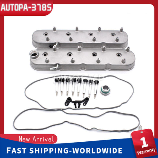 For GM LS Cast Aluminum Tall Black Pair Valve Covers w/ Coil Mounts For LS1/2/3