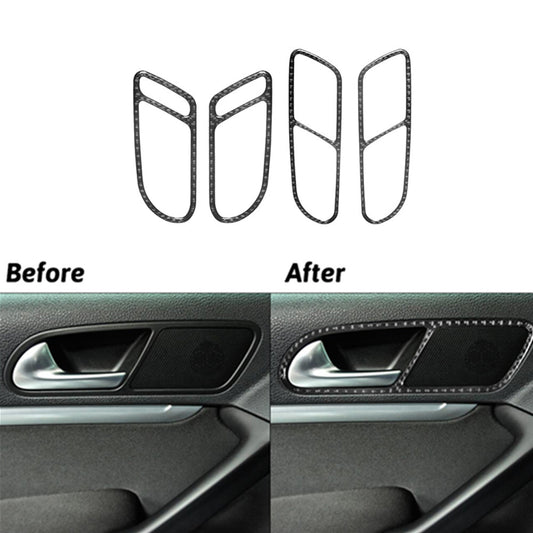 4Pcs Carbon Fiber Door Handle Frame Cover Trim for Volkswagen for Tiguan 2013-2017