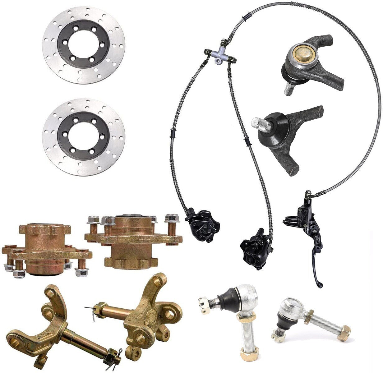 All-terrain vehicle go-kart front steering joint brake disc wheel hub tie rod end 4-wheel vehicle