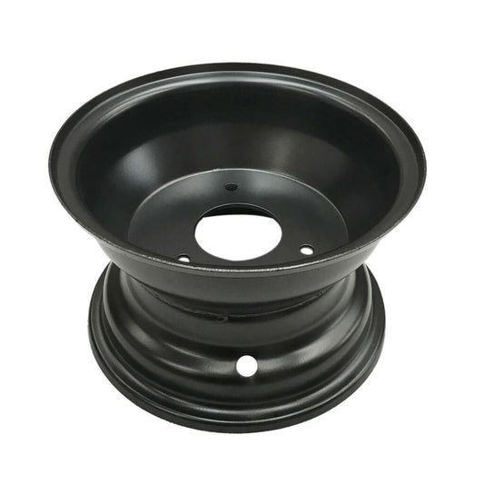 Black 7-inch all-terrain wheel rims with 3 holes, suitable for 16x8-7 tires (70cc, 90cc, 110cc, 125cc) for four-wheel off-road vehicles.