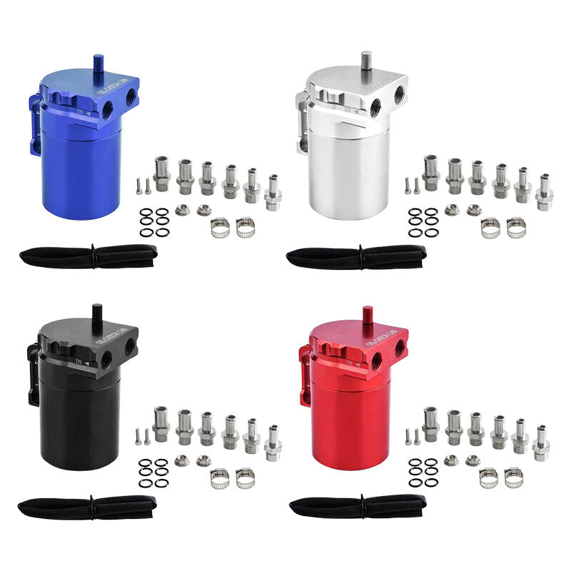 Oil Catch Can Tank Car Truck 300ml Aluminum Polish Baffled Reservoir Black