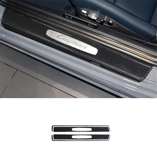 4Pcs Carbon Fiber Door Sill Strip Cover Trim for Porsche 718 2016-2022