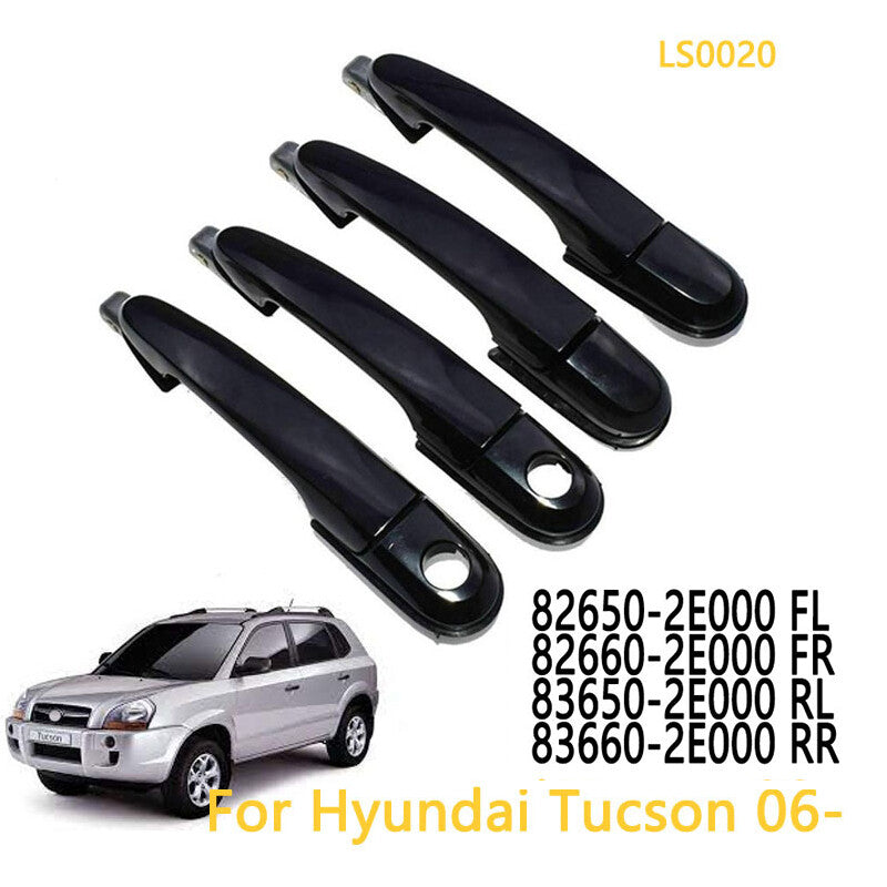 4x Black Front+Rear Left+Right Side Black Exterior Door Handles For 05-09 for Tucson