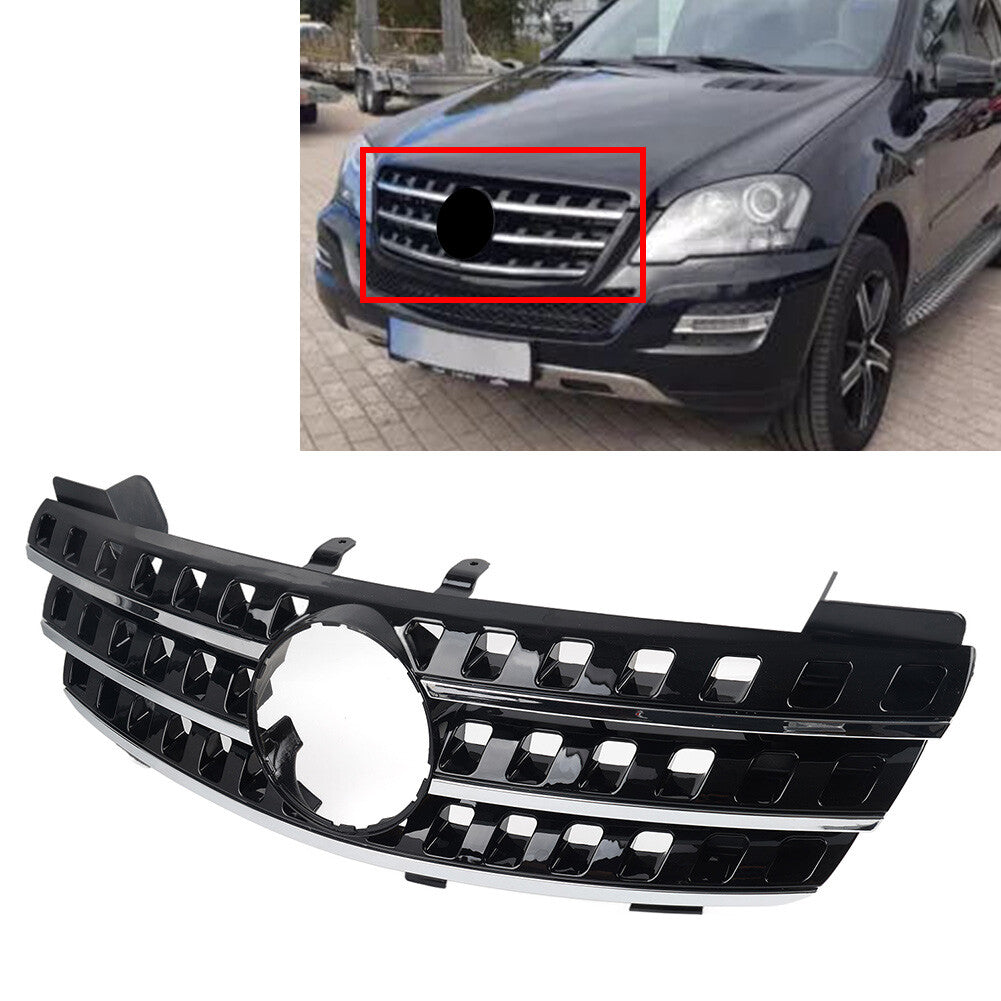 3-Fin Front Upper Hood Grill Grille Fit for Benz ML Class W164 2005-2008 06 ABS