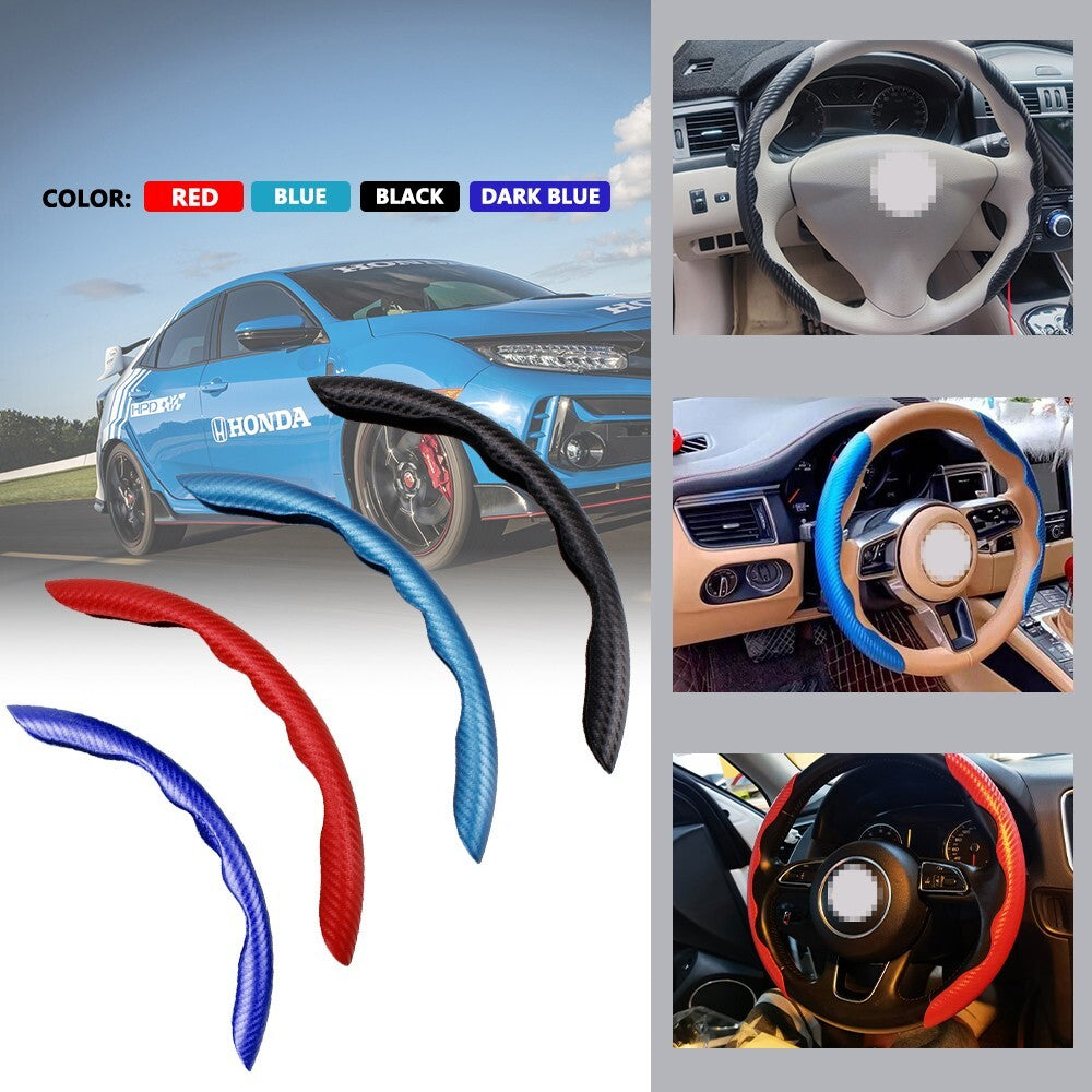 2x Universal Carbon Fiber Car Steering Wheel Booster Non-Slip Cover Accessories