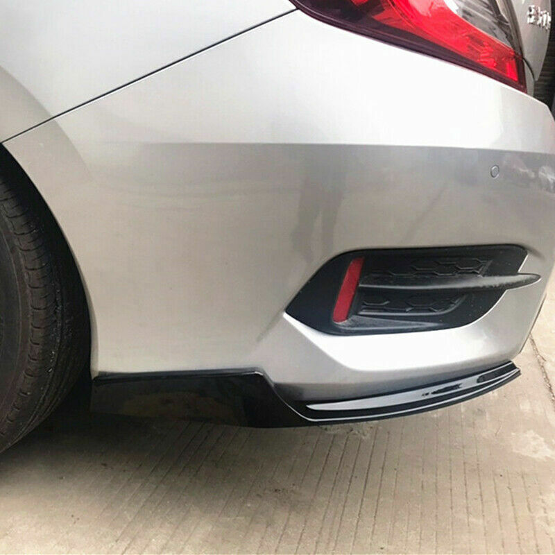 2PCS for Honda for Civic 19-2021 Glossy Black Rear Bumper Lip Diffuser Splitter Trim
